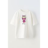 Nmg Tekstil Unisex Beyaz Oversize Pamuk Küçük Bebek Kız Baskılı Örme T-Shirt