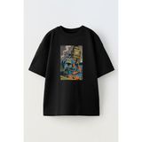 Nmg Tekstil Unisex Siyah Oversize Pamuk Batman Spiderman Baskılı Örme T-Shirt - XS