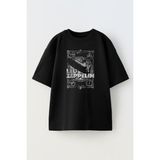 Nmg Tekstil Unisex Siyah Oversize Pamuk Led Zeppelin Baskılı Örme T-Shirt - XL