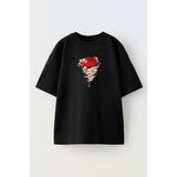 Nmg Tekstil Unisex Siyah Oversize Pamuk Pokemon Topu Baskılı Örme T-Shirt