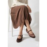 Nmoda Kadın Saten Babet Taş Detaylı Şık Günlük ve Özel Gün Ayakkabısı Ortopedik Hafif 👠✨ - Kahve Mat