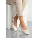 Nmoda Kadın Saten Babet Taş Detaylı Şık Günlük ve Özel Gün Ayakkabısı Ortopedik Hafif 👠✨ - Krem-A6NK1