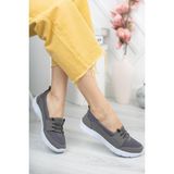 Nmoda Kadın Sneaker Füme Renkli Rahat Taban Ayakkabı Hava Alabilir Kumaş ve Kauçuk Taban
