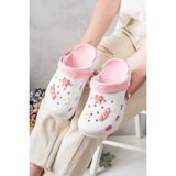 Nmoda Unisex Deniz Sabo Doktor Hemşire Hastane Confort Sandalet - Beyaz - Pembe