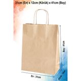 nna tasarım 50 Adet Baskısız Saplı Kahve Kraft Kağıt Çanta/poşet 31x12x41 Cm (KC31-0-50)
