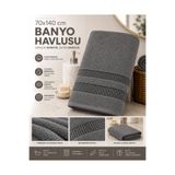 nnevora Antrasit Gri 70x140 Banyo Havlusu Pamuklu Yumuşak Dokulu Şık Bordürlü Günlük Havlu
