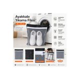 nnevora Ayakkabı Yıkama Filesi 35x35 cm Fermuarlı Siyah Beyaz Çamaşır Makinesi Ayakkabı Yıkama Torbası