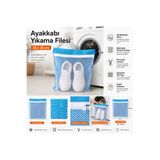nnevora Ayakkabı Yıkama Filesi 35x35 cm Mavi Beyaz Fermuarlı Çamaşır Makinesi Ayakkabı Yıkama Torbası