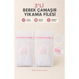 nnevora Bebek Çamaşır Yıkama Filesi 2'li Set 40x50 cm - Pembe Fermuarlı Hassas Giysi Ve Çorap Yıkama Torbası