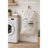 nnevora Kirli Çamaşır Torbası 40x60 cm Büzgülü İpli Baskılı Düzenleyici Seyahat ve Ev Tipi Çamaşır Kesesi