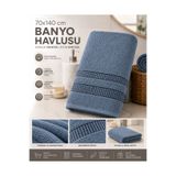 nnevora Mavi 70x140 cm Banyo Havlusu %100 Pamuk Yumuşak Dokulu Yüksek Emici Bordürlü Havlu