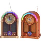 Nns Radyo Ahşap Retro Büyük Boy Bluetooth Bağlantılı USB Tf Saatli Işıklı Şarjlı - Kahverengi