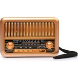 Nns Taşınabilir Nostaljik Radyo Bluetooth + Tf Kart + USB Destekli Mp3 Çalar Hoparlör - Altın