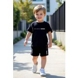 NO 601 Erkek Çocuk Siyah Balance Baskılı Tshirt Şort Alt- Üst Takım 5-6 / 11-12 Yaş Arası