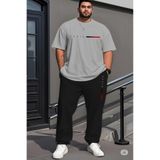 NO 601 Erkek Taş Gri T-shirt Siyah Eşofman Alt Red Paris Büyük Beden Battal Beden Takımı