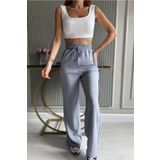 NO 601 Kadın Tiril Yazlık Bürümcük Kumaş Gri Rahat Kesim Pantalon