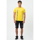 No Fear Sarı Bisiklet Yaka Şeritli Kısa Kollu Penye Erkek T-shirt M500100 - Hardal