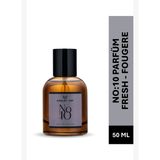 NO:10 Erkek Parfüm EDP 50 ML | Fresh & Fougere | Bergamot, Ananas, Misk | Amber Renkli Cam Şişe