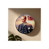 no26dekor ATATÜRK Temalı Dekoratif Duvar Saati – 33 cm UV Baskılı MDF Duvar Saati