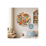 no26dekor 🕒 Sevimli Safari Hayvanları⭐ Sessiz Çocuk Duvar Saati 🎈 MDF Dekoratif Çocuk Odası Saati 33cm