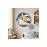 no26dekor 🕒 Uçaklı⭐ Sessiz Çocuk Duvar Saati 🎈 MDF Dekoratif Çocuk Odası Saati 33cm