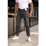NO61 MAN Füme Renk Rahat Kalıp Yırtık Model Kot Pantolon