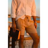 no7man Ibiza Taba %100 Keten Erkek Şort