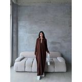 No8 Home Pantolon Yırtmaçlı Elbise Ikili Triko Takım Kahve Elf - Standart