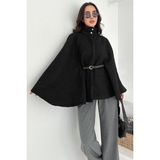 Noa Noa Kadın Kemerli Panço Kaban – Güçlü & Sofistike Stil - Standart - Siyah