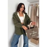Noa Noa Kadın Peluş Astarlı Kapüşonlu Mont – Winter Hug - Haki
