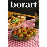 Noah Exclusive Borcam - Optik Desenli Oval Tepsi - 25,8 x 17,8 cm
