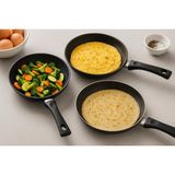 Noah Exclusive Dokum Granıt Saplı Tava Seti-20 Cm-22 Cm-24 cm - Siyah