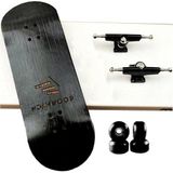 NOAHWOOD Klavye Komple PRO 6 Katmanlı Bambu El Yapımı Klavyeler NW5.0 Güverte (100x33mm Güverte+NW3.0 Kral Siyah Kamyonlar 34mm Simli 3.0 Siyah Tekerlekler) Skate Kralı