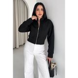 Noa&Noa Kadın Crop Scuba Kumaş Ceket – Fermuarlı Dik Yaka Kısa Ceket