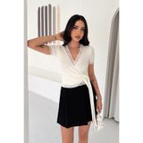 Noa&Noa Kadın Dantel Detaylı Bluz – Kruvaze Yaka Bağlamalı Üst