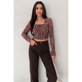 Noa&Noa Kadın Paisley Desenli Kare Yaka Bluz – Rust Bloom