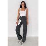 Noa&Noa Kadın Yüksek Bel Geniş Paça Pantolon – Grey Tailor