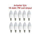 Noas Avizeler Için E-14 Duylu 7w Led Ampul Beyaz Işık 10 Adet