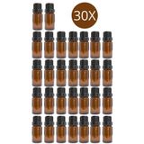 NOAS HOME 30 Adet 10cc Amber Renk Cam Şişe, Uçucu Yağ Şişesi Içten Damlalıklı 10ml