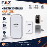 Noas YL03-5001 Kinetik Enerjili Kablosuz Kapı Zili - Pilsiz Buton, 36 Melodi, 220V Alıcı, Kolay Kurulum | Faz Yapı Elektrik - RENK