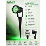 Noas YL74-0505 5W LED Kazıklı Bahçe Armatürü Yeşil Işık 450 Lümen Dış Mekan Peyzaj Ağaç Bitki Aydınlatma Spotu