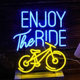 Noasktt Enjoy The Ride Neon Tabela, Spor Salonu İşareti Fitness Neon Işık, Motivasyonel Spor Egzersiz Bisikleti İşareti Duvar Dekoru Led İş Tabelaları Zemin Işıkları Duvara Asılan Yaratıcı Neon