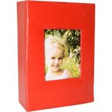 Nobbystar Kırmızı Deri 10x15cm Pencereli Fotoğraf Albümü 100 Adet Kapasiteli Ahşap Çerçeve