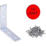 Nobel (10 Adet) Mobilya Dolap Köşe Bağlantı L Demir Gönye 55X55X15 mm