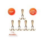 Nobel Aris Portmanto Askısı, Metal Vestiyer Askısı, Altin Matkrom, Duvar ve Dolap Askılığı (5'li Set) Vidalı