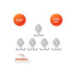Nobel Baklava Askı, Metal Vestiyer Askısı, Krom Matkrom, Duvar ve Dolap Askılığı (5'li Set) Vidalı
