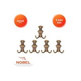 Nobel Çizgili Askı, Metal Vestiyer Askısı, Antik Sari, Duvar Ve Dolap Askılığı (5'li Set) Vidalı Çok Renkli
