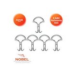 Nobel Eta Portmanto Askısı, Metal Vestiyer Askısı, Krom, Duvar Ve Dolap Askılığı (5'li Set) Vidalı Çok Renkli