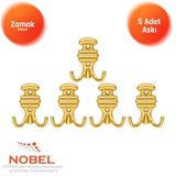 Nobel Kemerli Askı, Metal Vestiyer Askısı, Altin, Duvar ve Dolap Askılığı (5'li Set) Vidalı
