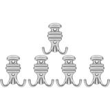 Nobel Kemerli Askı, Metal Vestiyer Askısı, Krom, Duvar ve Dolap Askılığı (5'li Set) Vidalı